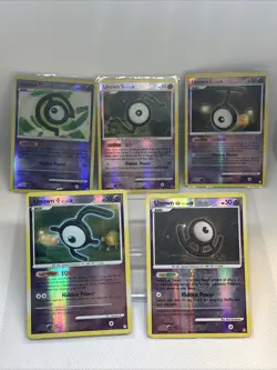 Old Pokemon Reverse Unown Cards ( Lot Of 5) Rare Vintage Collection Unknown - Image 1