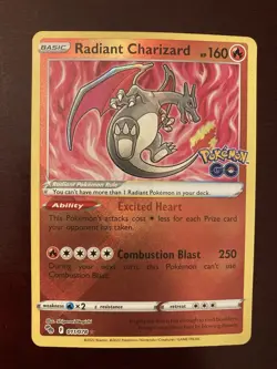 Radiant Charizard 011/078 Pokémon GO Holo Shiny 2022 English Pokémon TCG Card - Image 1