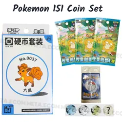 2025 Pokémon TCG 151 Hope Coin Set Vulpix Box 1xHolo card 3 packs Sealed Chinese - Image 1
