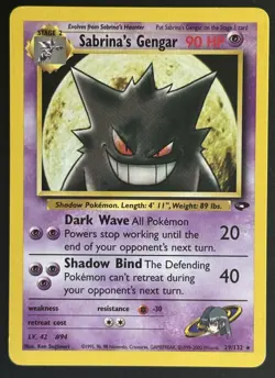 Pokemon TCG Sabrina's Gengar 29/132 Gym Challenge Rare Card Near Mint - Image 1