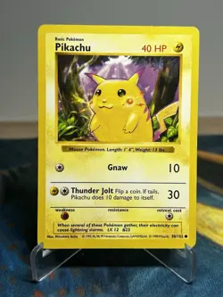 Pikachu Red Cheeks 58/102 Original Base Set Shadowless Non Holo Pokemon Card - Image 1