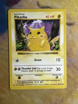 Pikachu Red Cheeks 58/102 Original Base Set Shadowless Non Holo Pokemon Card - Image 2