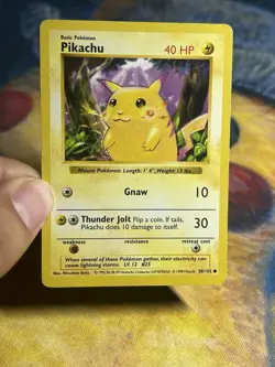 Pikachu Red Cheeks 58/102 Original Base Set Shadowless Non Holo Pokemon Card - Image 3