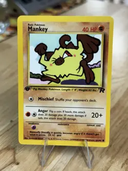 Pokémon TCG Team Rocket 1st Edition Regular Finish Mankey 61/82 NM Card - Image 1