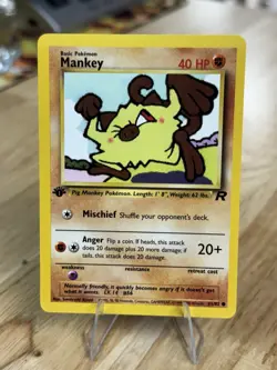 Pokémon TCG Team Rocket 1st Edition Regular Finish Mankey 61/82 NM Card - Image 3