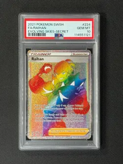 PSA 10 Raihan 224/203 Secret Pokémon Card Sword & Shield Evolving Skies GEM MINT - Image 5