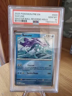 Pokemon TCG Prismatic Evolutions Masterball Suicune Card 024/131 PSA 10 Gem Mint - Image 1