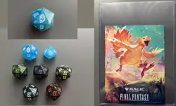 MTG FF FIN Final Fantasy Prerelease 1x D10 Crystal Die Dice 7x D20 Spindown - Image 1