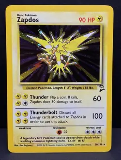Pokémon Card TCG Base Set 2 Zapdos 20/130 Holo Rare Vintage - Image 2