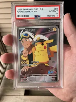 PSA 10 Captain Pikachu #0709/09 Pokemon Horizons Gem Pack Volume 1 2025 Captain - Image 3