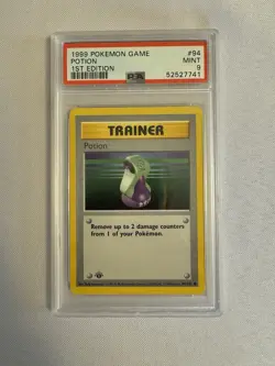 1999 Pokemon 1st Edition Shadowless Potion Trainer Base Set 94/102 PSA 9 Mint! - Image 6