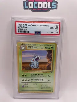 Nidorina 030 Graded PSA 10 Gem Mint 1998 Japanese Pokemon Vending Series 3 - Image 1
