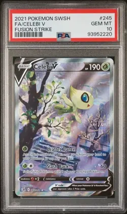 FULL ART FA CELEBI V PSA 10 2021 POKEMON SWSH #245 FUSION STRIKE GEM 2220 - Image 3