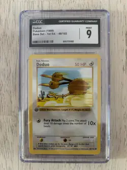 CGC 9 Doduo 1999 Base Set Shadowless 1st Edition 48/102 Pokemon Card - Image 1