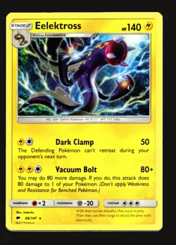 Pokemon TCG Eelektross Burning Shadows 46 Sun & Moon NM-LP Card - Image 1