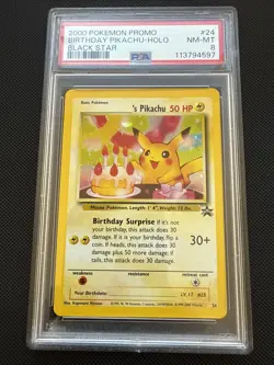 Pokemon Pikachu Holo Black Star #24 Promo Birthday 2000 PSA 8 NM-MT - Image 1