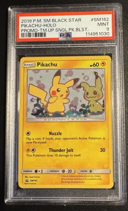 2019 Pokemon SM162 Pikachu Black Star Promo PSA 9 MINT - Image 1
