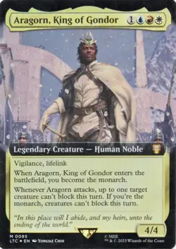 MTG ARAGORN, KING OF GONDOR FOIL EXTENDED ART The Lord of the Rings NM Foil - Image 1