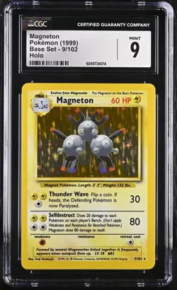 CGC 9 Magneton 9/102 Holo Base Set Unlimited Pokémon Card - Image 1