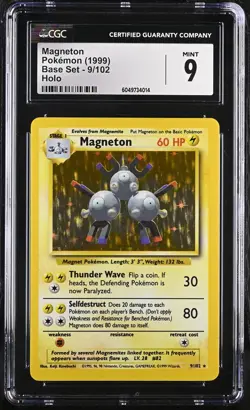 CGC 9 Magneton 9/102 Holo Base Set Unlimited Pokémon Card - Image 3