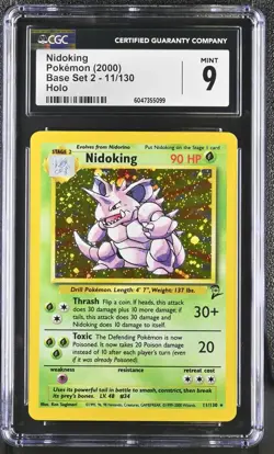 CGC 9 MINT Nidoking 2000 Base Set 2 11/130 Holo Pokemon Card psa - Image 1
