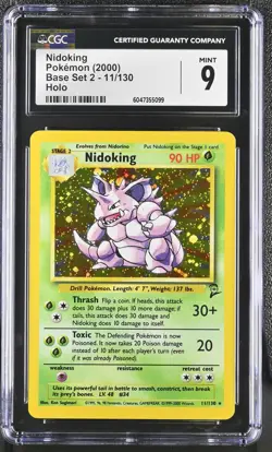 CGC 9 MINT Nidoking 2000 Base Set 2 11/130 Holo Pokemon Card psa - Image 3