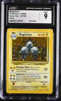 CGC 9 MINT Magneton 1999 Base Set 9/102 Holo Pokemon Card psa - Image 3