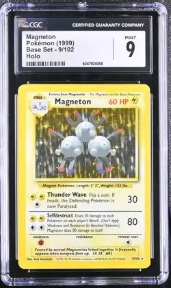 CGC 9 MINT Magneton 1999 Base Set 9/102 Holo Pokemon Card psa - Image 3
