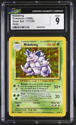 CGC 9 MINT Nidoking 1999 Base Set 11/102 Holo Pokemon Card psa - Image 1