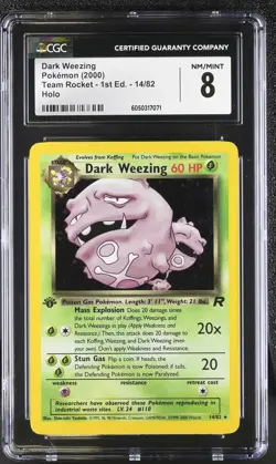 CGC 8 Dark Weezing Team Rocket 1st Edition 14/82 Holo Pokemon Card psa - Image 1