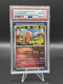 PSA 10 Charmander 004/165 Master Ball Reverse Holo 151 Pokemon Card Japanese - Image 3