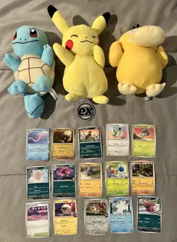 Pokemon Lot - 3 Plush Pokemon/15 NM Cards w/Holo’s - w/EX Coin - Destined Rivals - Image 7