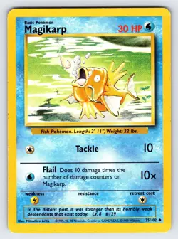 Magikarp 35/102 1999 Base Set Unlimited Pokemon Card WOTC Vintage Uncommon - Vlp - Image 1