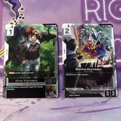 Gundam Card Game ~ ST04-010 Kira Yamato & ST04-002 Strike gundam Promos - Image 1