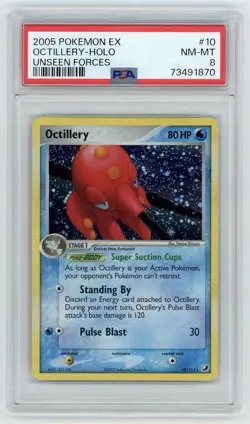 Octillery Holo 10/115 EX Unseen Forces PSA 8 NM-MT Pokemon Card - Image 1