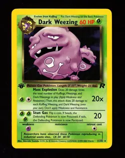 2000 Pokemon DARK WEEZING Team Rocket 1ST EDITION Non Holo RARE Card 31/82 EX NM - Image 1
