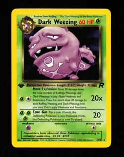 2000 Pokemon DARK WEEZING Team Rocket 1ST EDITION Non Holo RARE Card 31/82 EX NM - Image 3