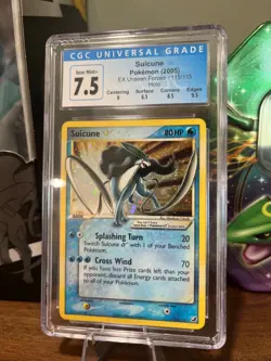 Gold Star Suicune Holo #115/115  EX Unseen Forces - CGC 7.5 - Pokémon 2005 - Image 3