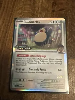 Pokemon Scarlet Violet Black Star Promo SVP184 Hop's Snorlax STAFF STAMP - Image 1