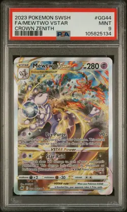 2023 POKEMON SWSH FA/MEWTWO VSTAR CROWN ZENITH MINT 9 PSA - Image 5