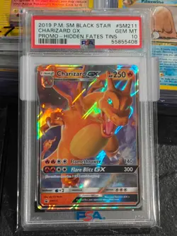 2019 Pokemon PM SM Black Star #SM211 Charizard GX Promo Hidden Fates PSA 10 Gem - Image 2