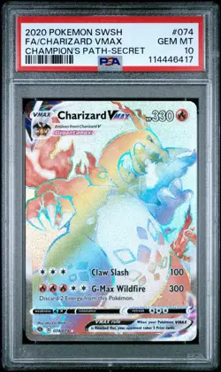 PSA 10 Charizard VMAX 074/073 Champions Path Rainbow Secret Rare Pokemon Card - Image 1