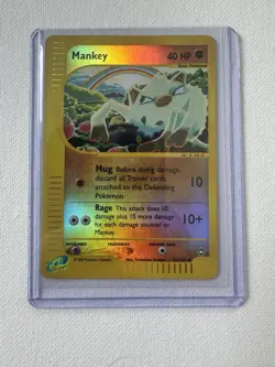 Vintage Pokemon Card TCG Aquapolis E-Reader Mankey Reverse Holo Rare 92/147 LP - Image 1
