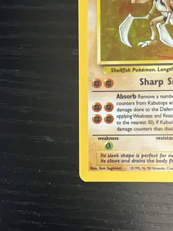 Pokemon TCG Kabutops 9/62 Fossil Set Holo Vintage Rare Card WOTC 1999 MP - Image 6