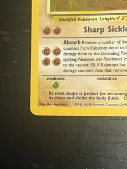 Pokemon TCG Kabutops 9/62 Fossil Set Holo Vintage Rare Card WOTC 1999 MP - Image 6