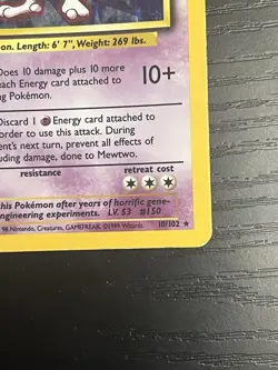 Pokemon TCG Mewtwo 10/102 Base Set Original  Vintage Holo Card WOTC 1999 LP - Image 5