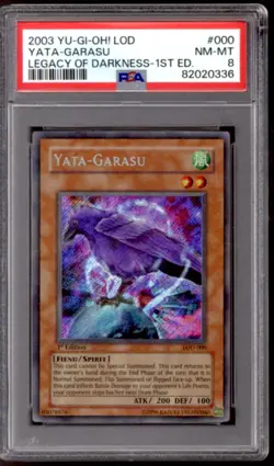 Yu-Gi-Oh Legacy of Darkness 1st Edition Yata-Garasu LOD-000 PSA 8 YuGiOh - Image 1