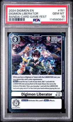 Bandai Card Games Fest Digimon TCG Digimon LIberator P-151 P PSA 10 POP 8 - Image 1