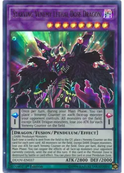 Yugioh Starving Venemy Lethal Dose Dragon (Ultra Rare 1st Edition) DUOV-EN037 P - Image 2