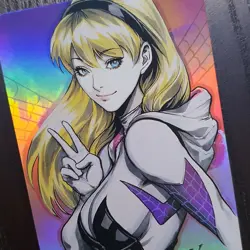 CARDDASS MASTERS SPIDER GWEN STACY Spider-Man Waifu Foil ACG Card B15 - Image 2